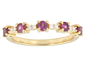 Raspberry Rhodolite 18K Yellow Gold Over Silver Band Ring 0.52ctw