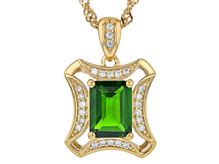 Chrome Diopside 18K Yellow Gold Over Sterling Silver Pendant with Chain 1.81ctw