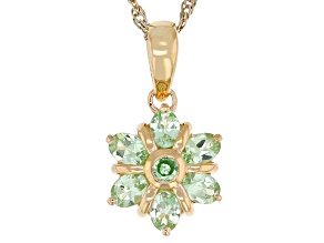Mint Tsavorite 18k Yellow Gold Over Sterling Silver Pendant With Chain 1.03ctw