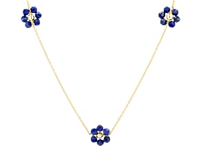 Blue Lapis Lazuli 18K Yellow Gold Over Sterling Silver Necklace 5.00ctw