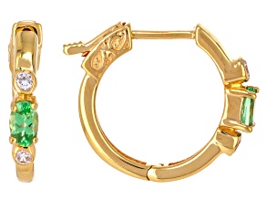 Mint Tsavorite With White Zircon 18k Yellow Gold Over Sterling Silver Earrings 0.61ctw