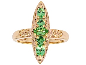 Mint Tsavorite 18k Yellow Gold Over Sterling Silver Ring 0.77ctw