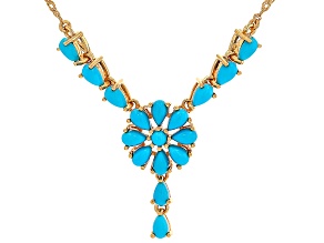Sleeping Beauty Turquoise 18k Yellow Gold Over Sterling Silver Necklace