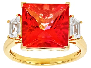 Sunburst Topaz 18K Yellow Gold Over Silver Solitaire Ring 6.48ctw