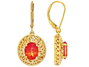 Sunburst Topaz 18K Yellow Gold Over Sterling Silver Earrings 4.14ctw