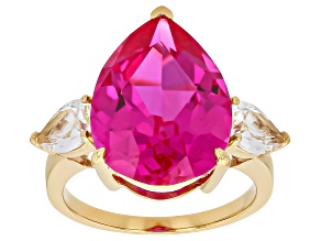 Pink Lab Created Sapphire 18K Yellow Gold Over Sterling Silver Ring 14.83ctw