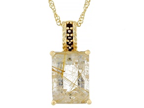 Golden Rutilated Quartz With Smoky Quartz 18k Yellow Gold Over Sterling Silver Pendant With Chain