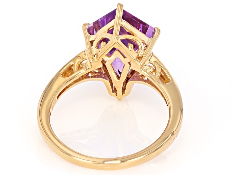 gem 0628 Canela Amethyst 18k Yellow Gold Over Sterling Silver Ring
