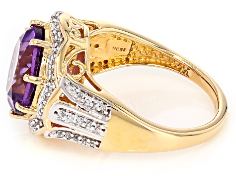 Canela Amethyst With White Zircon 18k Yellow Gold Over