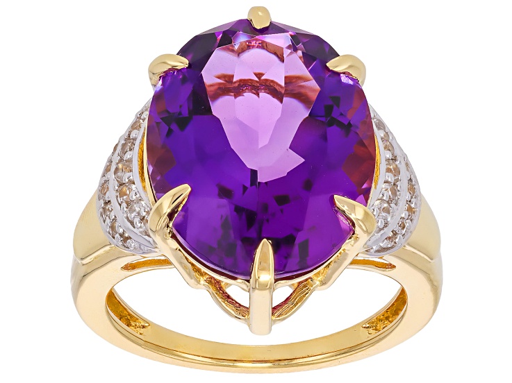 Canela Amethyst With White Zircon 18k Yellow Gold Over
