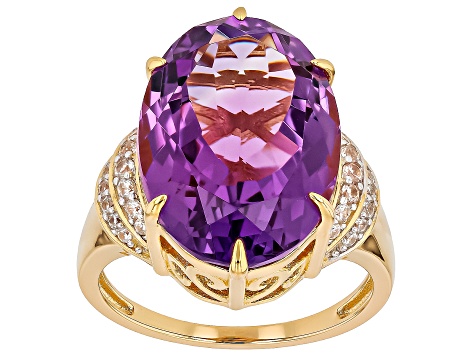 Canela Amethyst 18k Yellow Gold Over Sterling Silver Ring 10.90ctw