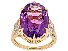 Canela Amethyst 18k Yellow Gold Over Sterling Silver Ring 10.90ctw