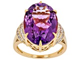 Canela Amethyst 18k Yellow Gold Over Sterling Silver Ring 10.90ctw