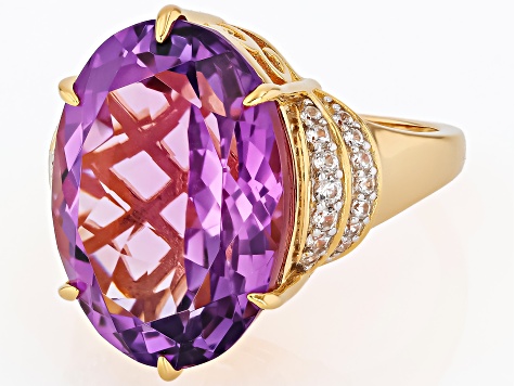 Canela Amethyst 18k Yellow Gold Over Sterling Silver Ring 10.90ctw