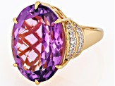 Canela Amethyst 18k Yellow Gold Over Sterling Silver Ring 10.90ctw