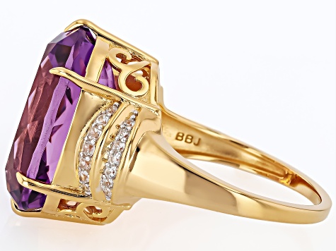 Canela Amethyst 18k Yellow Gold Over Sterling Silver Ring 10.90ctw
