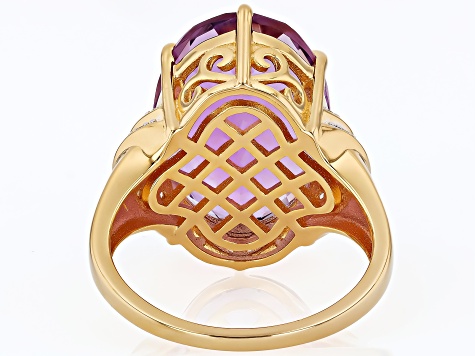 Canela Amethyst 18k Yellow Gold Over Sterling Silver Ring 10.90ctw