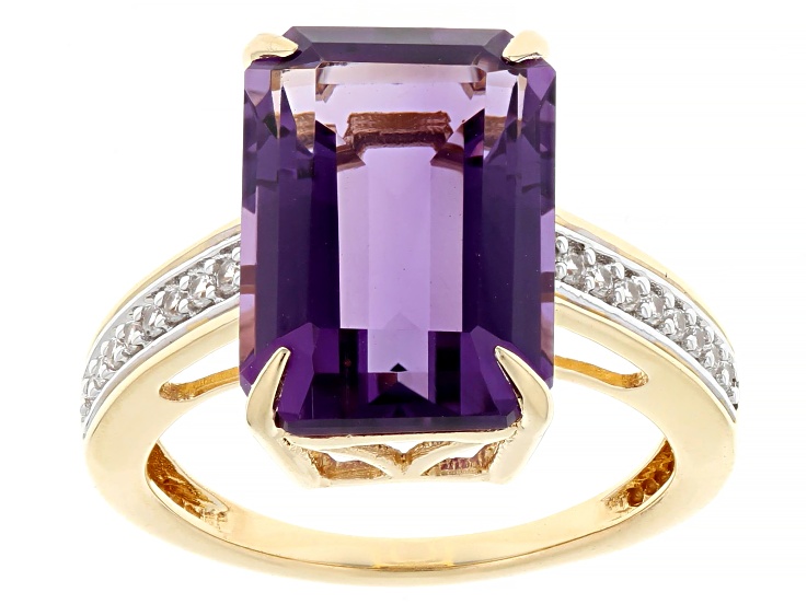 ◆jtwm◆ Canela Amethyst With White Zircon 18k Yellow Gold Over Sterling