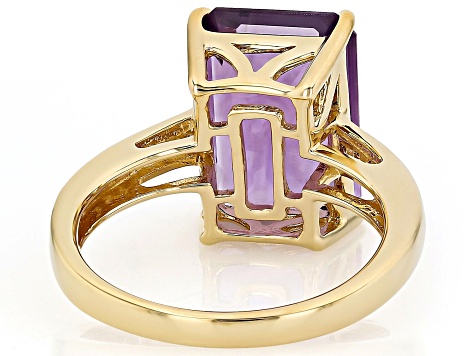 Canela Amethyst With White Zircon 18k Yellow Gold Over Sterling Silver Ring 6.61ctw