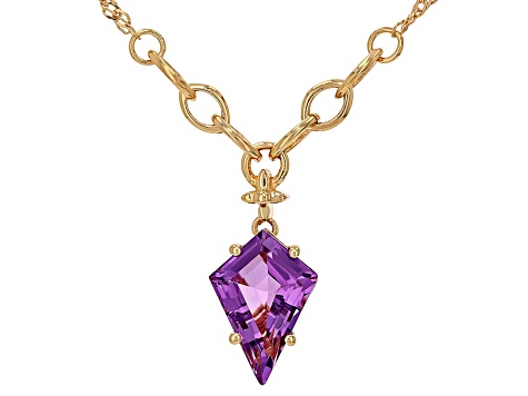 カァム！Jewellery City 紫 ペンダント　18金 Canela Amethyst 18k Yellow Gold Over Sterling Silver Pendant With