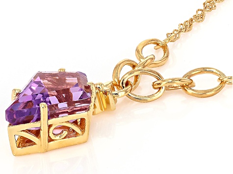 Canela Amethyst 18k Yellow Gold Over Sterling Silver Pendant With