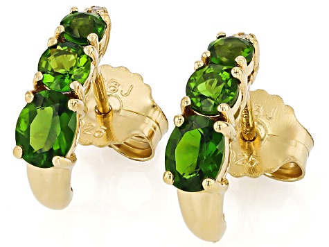Green Chrome Diopside With White Diamond 18k Yellow Gold