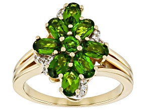 Chrome Diopside With White Zircon 18k Yellow Gold Over Sterling Silver Ring 2.17ctw