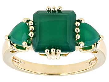 Picture of Green Onyx 18k Yellow Gold Over Sterling Silver Ring