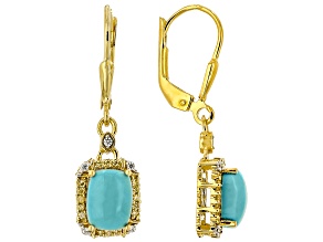 Sleeping Beauty Turquoise 18k Yellow Gold Over Sterling Silver Earrings 0.19ctw