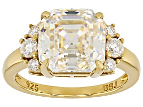 White Strontium Titanate 18k Yellow Gold Over Sterling Silver Ring 6.54ctw