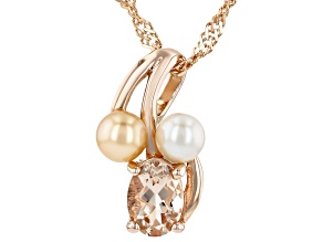 Pink Morganite 18k Rose Gold Over Silver Pendant Chain 0.65ct
