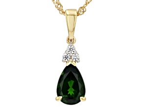 Green Chrome Diopside 18k Yellow Gold Over Sterling Silver Pendant Chain 1.69ctw