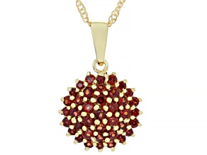 Red Garnet 18k Yellow Gold Over Sterling Silver Pendant With Chain 1.10ctw