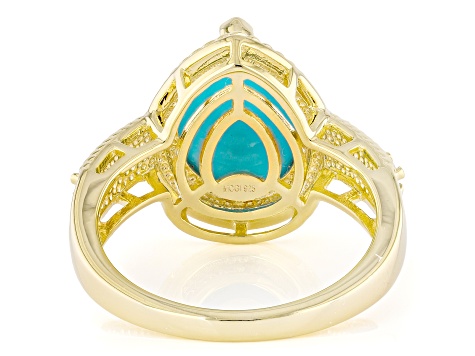 Sleeping Beauty Turquoise with Swiss Blue Topaz 18k Yellow