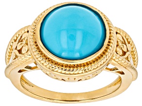 Sleeping Beauty Turquoise 18k Yellow Gold Over Sterling Silver Ring