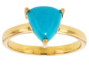 Blue Sleeping Beauty Turquoise 18k Yellow Gold Over Sterling Silver Ring