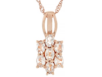 Picture of Peach Morganite Pendant With 18k Rose Gold Over Sterling Silver Pendant With Chain 0.89ctw