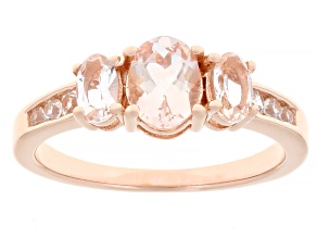 Morganite With White Zircon 18k Rose Gold Over Sterling Silver Ring 1.00ctw
