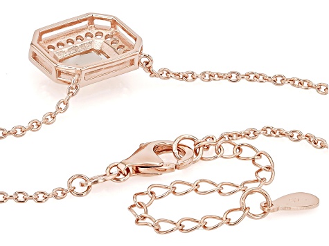 Peach Morganite With White Zircon 18k Rose Gold Over Sterling Silver Necklace 1.12ctw