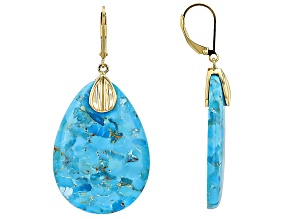 Turquoise 18k Yellow Gold Over Sterling Silver Earrings