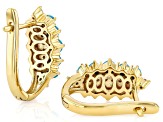 Sleeping Beauty Turquoise, Cultured Seed Pearl & Zircon 18k Yellow Gold Over Silver Earrings