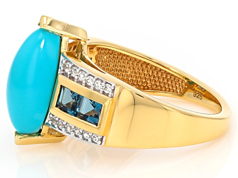 Sleeping Beauty Turquoise, London Blue Topaz, White Zircon 18k