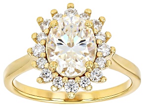 Strontium Titanite With Moissanite 18k Yellow Gold Over Sterling Silver Ring 2.87ctw