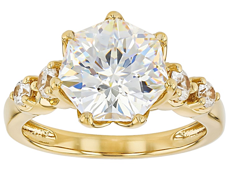 モリガン WINNER Heptagon Cut Strontium Titanate With White Zircon 18k Yellow Gold