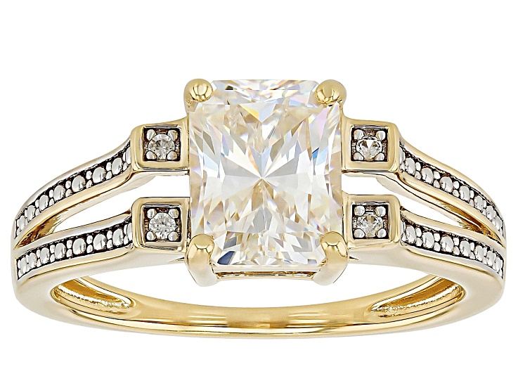 Strontium Titanate With White Zircon 18k Yellow Gold Over Sterling Silver Ring 3.34ctw