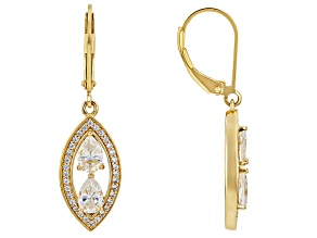 Strontium Titanate With White Zircon 18k Yellow Gold Over Sterling Silver Earrings 2.95ctw