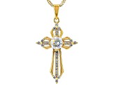 Strontium Titanate with White Zircon 18k Yellow Gold Over Sterling Silver Pendant With Chain 1.52ctw