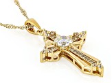 Strontium Titanate with White Zircon 18k Yellow Gold Over Sterling Silver Pendant With Chain 1.52ctw