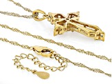 Strontium Titanate with White Zircon 18k Yellow Gold Over Sterling Silver Pendant With Chain 1.52ctw