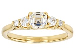 Strontium Titanate With Moissanite Fire® 18k Yellow Gold Over Sterling Silver Ring 0.91ctw
